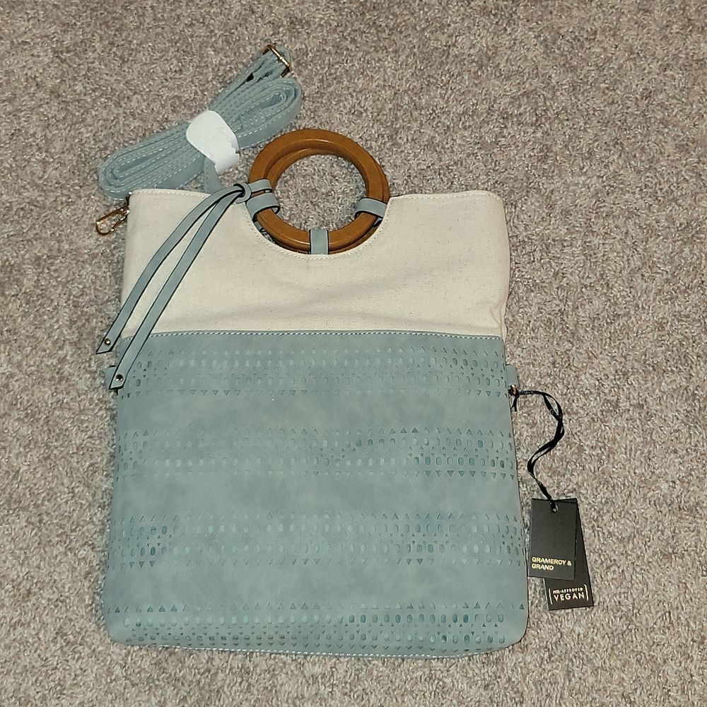 Gramercy & Grand Vegan Leather Laser Cutout Boho Carry Handbag Bag Purse
